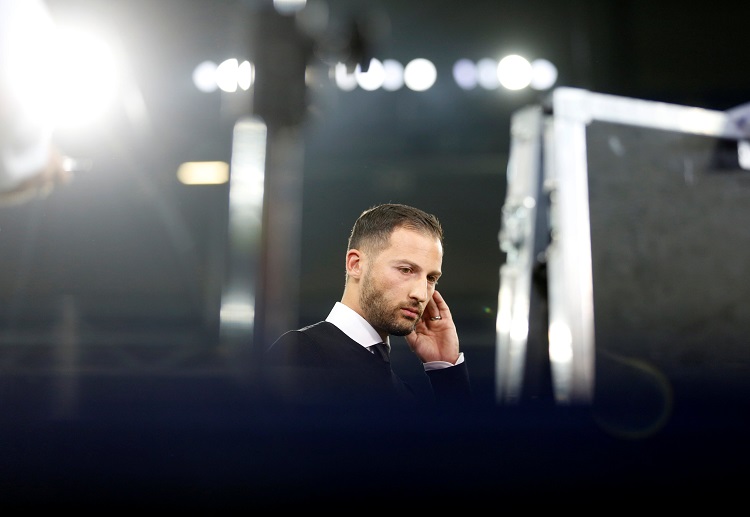 Schalke 04 coach Domenico Tedesco gestures during a Bundesliga match