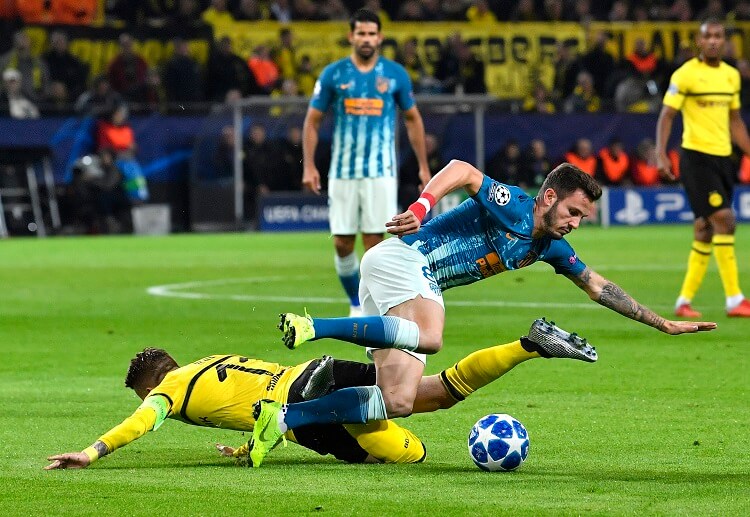 Atletico midfielder Saul Niguez in action during a Champions League clash against Dortmund