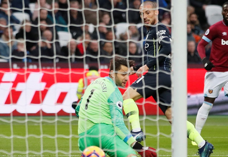 Manchester City David Silva scores the opening goal in Premier League West Ham vs Manchester City clash