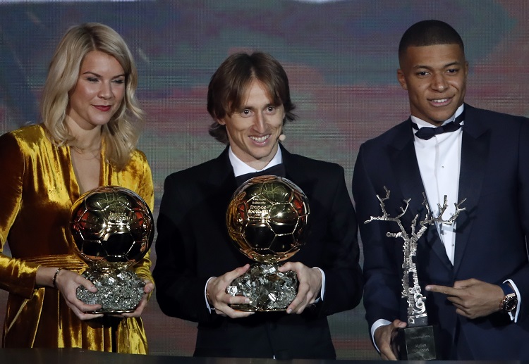 Luka Modric alongside with his fellow winner during the Ballon d'Or awarding