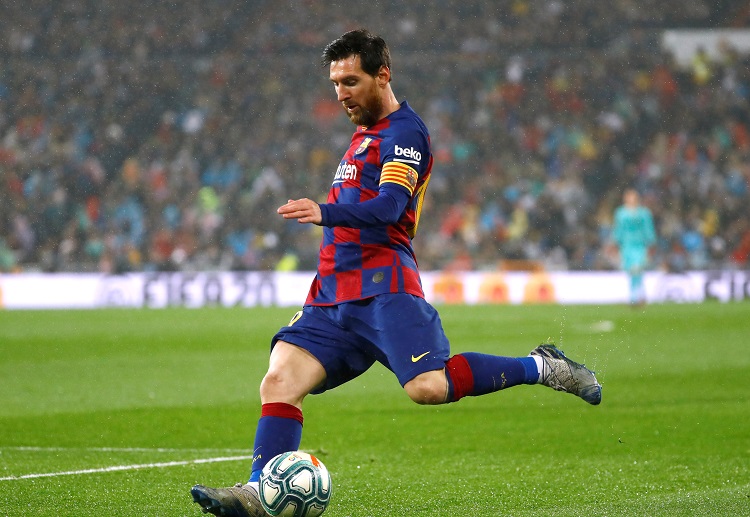 Lionel Messi is about to hit a goal during a La Liga match