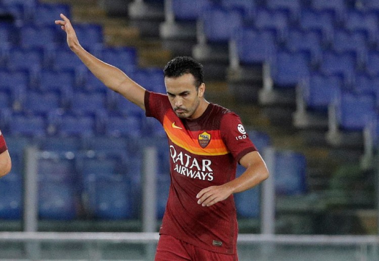 Serie A: Pedro celebrates after scoring for AS Roma