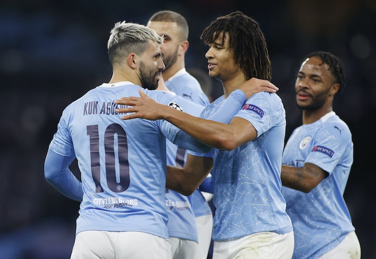 Segio Aguero scores in the 77th minute to help Manchester City win over Marseille in the Champions League