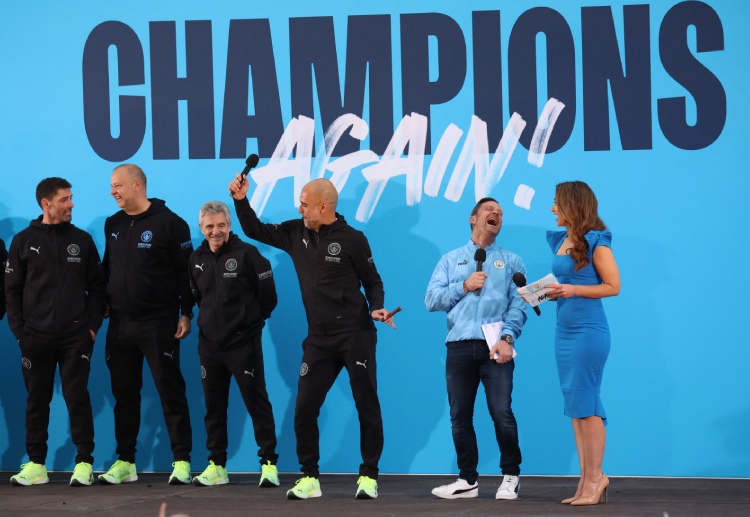 Pep Guardiola celebrates as Manchester City are crowned Premier League champions once more