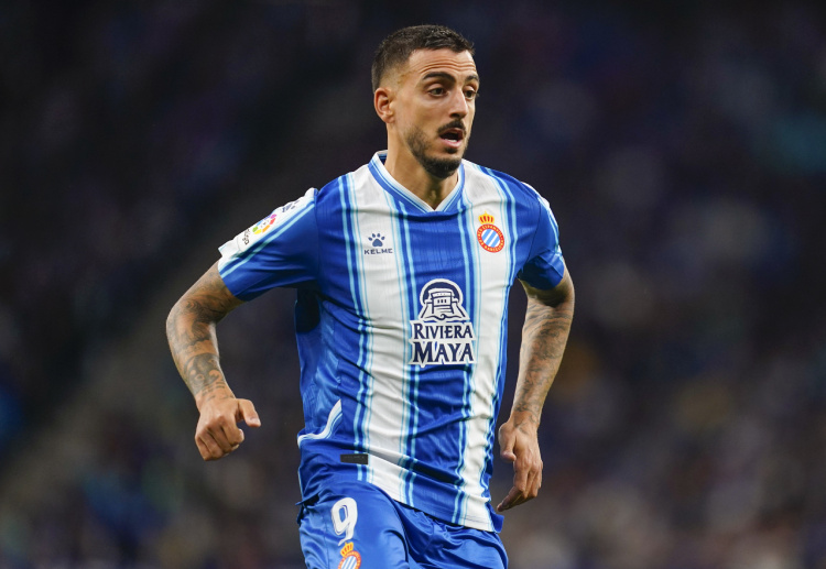 Joselu has scored the second goal for RCD Espanyol in their La Liga match against Barcelona at RCDE Stadium