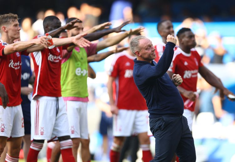 Nottingham Forest celebrate their second win in the Premier League 2023-24