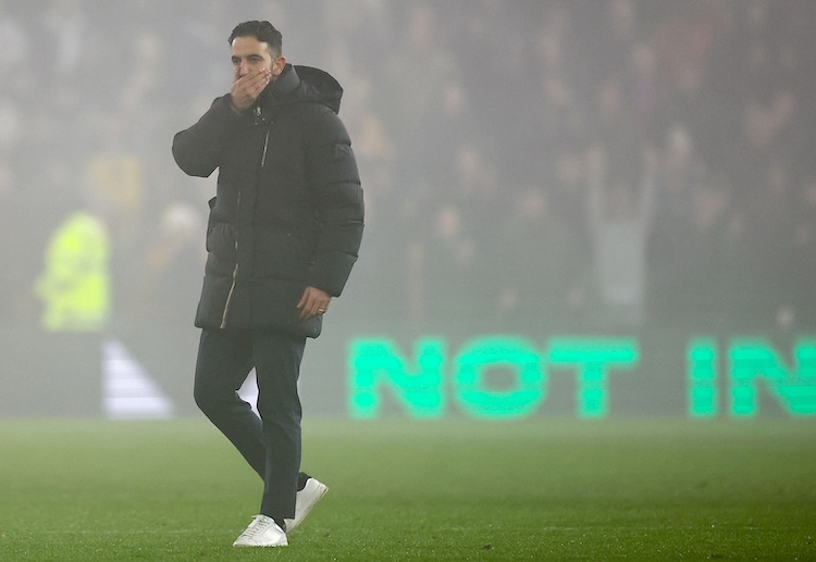 Manchester United manager Ruben Amorim on the field during a Premier League match against Wolves