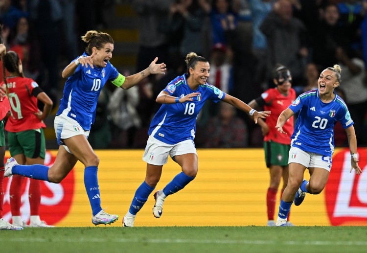 Cristiana Girelli fires Italy into the lead in their Women’s Euro 2025 Group B match against Portugal