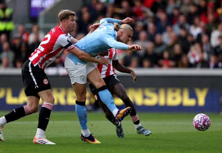 英超联赛 曼城凭借哈兰德的进球，以1比0战胜布伦特福德，取得了连续第二场胜利