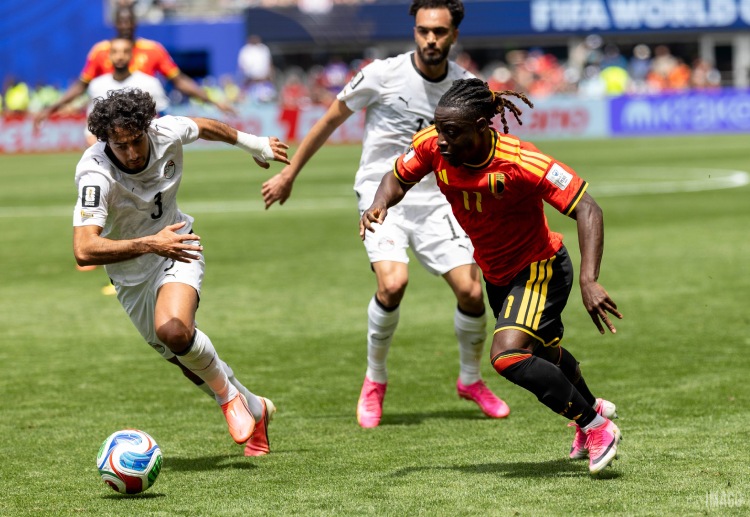 Belgium’s Jeremy Doku takes on Egypt’s Mohamed Hany in World Cup 2026 clash